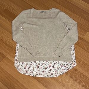 LOFT Women's Tan Mixed-Media Sweater, Size M